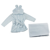 Bambini Newborn (0-6 Months) Boy Fleece Robe and Blanket - 2 pc Set 100% Cotton  - £17.53 GBP