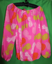 Macbeth Collection Margaret Josephs Hot Pink Pineapple Women&#39;s Blouse Size XS - £47.47 GBP