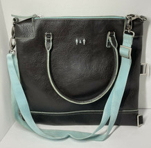 Via Vegan leather look purse very unique strap  brown blue strap - $16.83