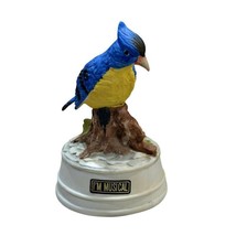 Vintage Ceramic Musical Blue Jay Bird Figurine 5 1/2 Inches WORKS - VIDEO - £6.18 GBP