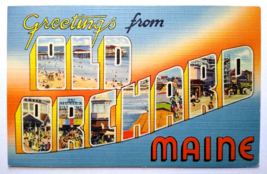 Greetings From Old Orchard Beach Maine Large Big Letter Postcard Linen Tichnor - £8.96 GBP