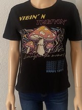 Womens T Shirt  Short Sleeve Casual Graphic Print Good Vibes Only Black ... - $9.79
