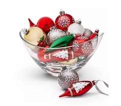 Holiday Lane Christmas Cheer Set of 22 Red, White &amp; Silver-Tone Ornaments - £18.31 GBP