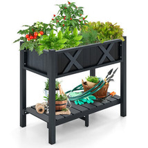 HIPS Raised Garden Bed Poly Wood Elevated Planter Box-Black - Color: Black - $160.06