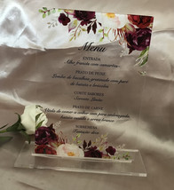 Acrylic Wedding Invitation,Custom 10pcs Acrylic dinner menu with standin... - $32.00+