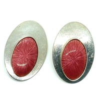 Vtg Sterling Signed 925 JPA Jules Perrier Artisan Pink Enamel Modern Earrings - £65.06 GBP