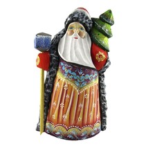 Carved Santa Claus Red Figure Tree Staff Hand Made 6&quot; Russian Linden Christmas - £63.81 GBP