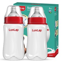 LuvLap Anti-Colic Wide Neck Natura Flo Baby Feeding Bottle, 250ml (Pack of 2), - £18.08 GBP