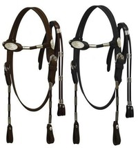 Western Large Pony / Cob size Horse Bridle Headstall w/ Reins Brown or B... - £17.47 GBP