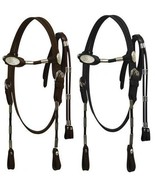 Western Large Pony / Cob size Horse Bridle Headstall w/ Reins Brown or B... - £17.51 GBP