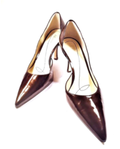 Size 8.5 Women High Heel D&#39;orsay Pump Brown Patent Leather Pointed AK AN... - £32.83 GBP