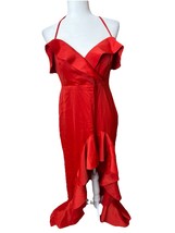 Revolve Satin Ruffle Chrissy Teigen Gown Sz M Holiday Christmas Cocktail... - $2,001.92 MXN