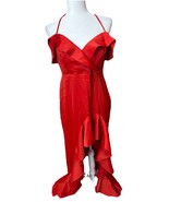 Revolve Satin Ruffle Chrissy Teigen Gown Sz M Holiday Christmas Cocktail... - $1,995.47 MXN