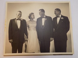 Vintage Photograph 8&quot; X 10&quot; 3 Men In Tuxedos W/ Smiling Debutant - £6.96 GBP
