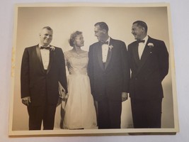 VINTAGE PHOTOGRAPH 8&quot; X 10&quot; 3 MEN IN TUXEDOS W/ SMILING DEBUTANT - $8.90