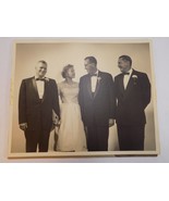VINTAGE PHOTOGRAPH 8&quot; X 10&quot; 3 MEN IN TUXEDOS W/ SMILING DEBUTANT - $12.21 CAD