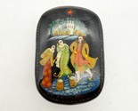 Vintage Russian Lacquer Box Hand Painted Hinged Red Inside - $49.99