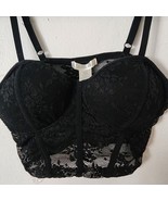 Bozzolo Bra Black Lace Underwire Crop Top Bohemian Goth Gypsy Women&#39;s Small - $367.38 MXN