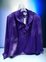 $168 NEW NYP SUITS SOLID PURPLE RUFFLE FRONT SLEEVE CUFF BUTTON DOWN BLA... - £30.79 GBP