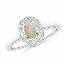 ANGARA Classic Prong-Set Opal Pinwheel Ring with Diamonds for Women in 14K Gold - £648.32 GBP