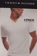 4 TOMMY HILGIGER SIZE 5XLT BIG &amp; TALL COTTON WHITE V-NECK T-SHIRTS UNDER... - $39.50