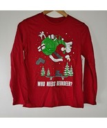 Skater Santa Christmas Holiday Skateboard Long Sleeve T-shirt Youth Boys... - $14.85