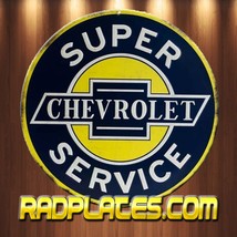 Chevrolet Super Service Vintage Retro Aluminum Metal Sign 12&quot; Round - £15.71 GBP