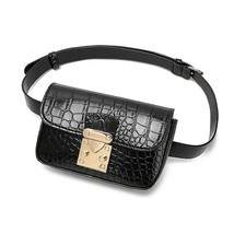 Mihaivin Women  Waist Bag Black Leather Fanny Pack Female  Shoulder Chest Bags F - £29.58 GBP