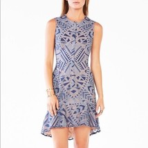 BCBGMaxazria Chrystal Sheath Dress Womens Size 2 Zip-front Aztec lace Modern - $39.87