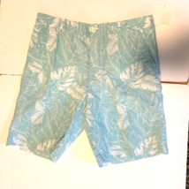 Izod Saltwater Mens Sz 38 Shorts Relaxed Classics Flat Front Blue Leaves... - $24.74