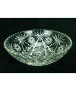 10.5&quot; Crystal Salad Bowl, Anchor Hocking Prescut Clear Glass, Star Patte... - $19.55