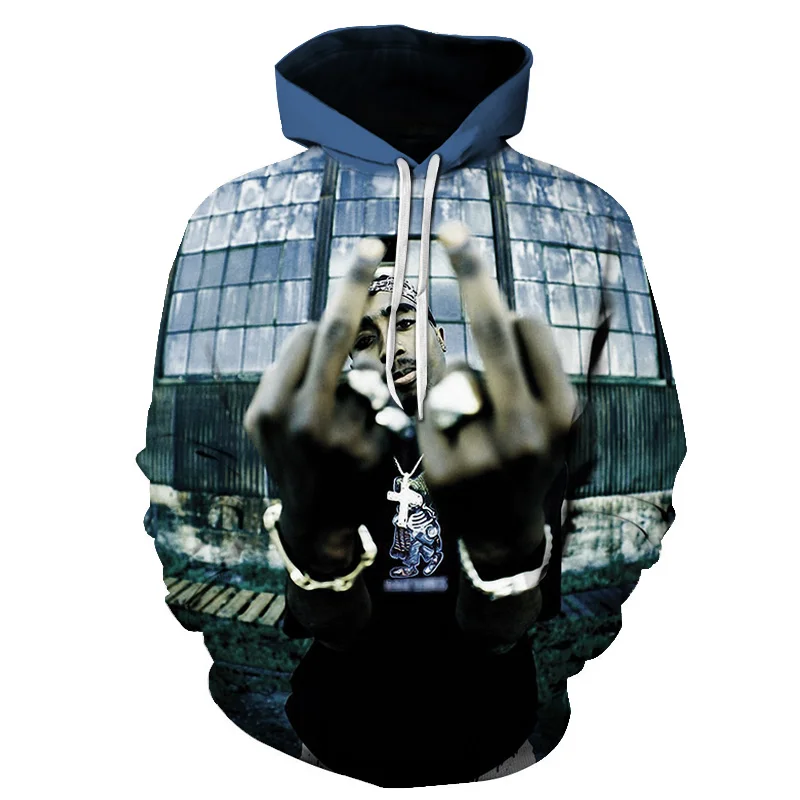90s rapper 2pac Tupac/Bob Marley 3D Printed Men Hoodie Harajuku Street Hip Hop   - £141.94 GBP