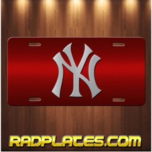 YANKEES Inspired Art NY on Cool Red Aluminum Vanity license plate Tag Gift - $19.77