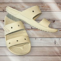 Crocs Classic Sandals Women&#39;s Size 6 Cream Iconic Comfort 2 Strap Slide - $16.83