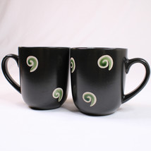 Set Of 2 Gibson Designs Allegory Coffee Mugs Green Cream &amp; Black Color T... - £9.09 GBP