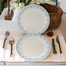 2 Corelle Corningware Morning Blue Plates Pair Cottagecore Blue Floral V... - £20.90 GBP