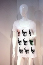 Vero Moda Multicolor Skulls Rhinestone Cuff Short Sleeves Tee Shirt Top M - £55.55 GBP