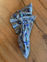 VTg 80s  leather Statement Brooch Gray with Blue Beads  One of a Kind 5" - $38.16