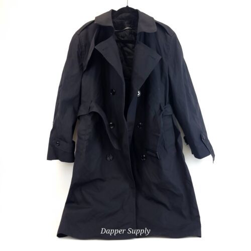 Garrison Collection DSCP Black All-Weather Trench Coat Full Liner Size 40XS - $45.53