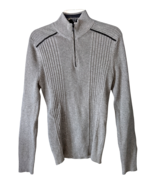 INC Mens Gray Sweater Black Accents Pullover Mock Neck Zip International... - $13.81