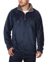 Trinity Men&#39;s Navy/Charcoal 1/4 Zip Faux Fur Plush Pullover Sweatshirt X... - $10.99