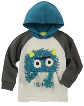 Kids Headquarters Little Boys Monster Hoodie Size 6 Color Blue/White/Grey - £31.13 GBP