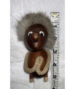 Hans Bolling Denmark Teak Wood Figurine Mid Century MCM Rabbit Fur -MISS... - £11.59 GBP