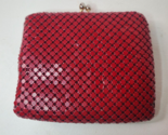 Whiting &amp; Davis Red Mesh Metal Chainmail Bifold Wallet Kiss Clasp Vintag... - £17.05 GBP