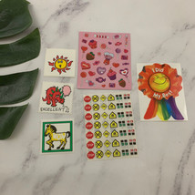 Vintage 90s Random Sticker Lot Valentines Day Traffic Signs Award Teacher  - $9.89