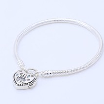 925 Sterling Silver Disney Parks Moments Fantasyland Castle Heart Snake Chain  - £14.38 GBP+