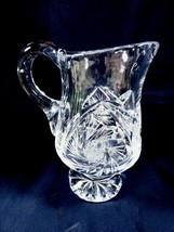 Crystal Clear Cut footed Creamer Pitcher  Pinwheel pattern design - $29.70