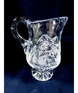 Crystal Clear Cut footed Creamer Pitcher  Pinwheel pattern design - £23.74 GBP