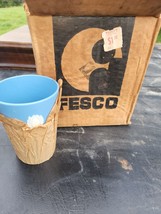 Set of 12 ~ Fesco USA Blue Hard Plastic Drinking Cups ~ 4 1/4&quot; Tall NOS W/box - $28.04