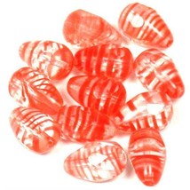 12 Red Glass Beads Tear Drop Window Jewelry Swirl - £5.78 GBP